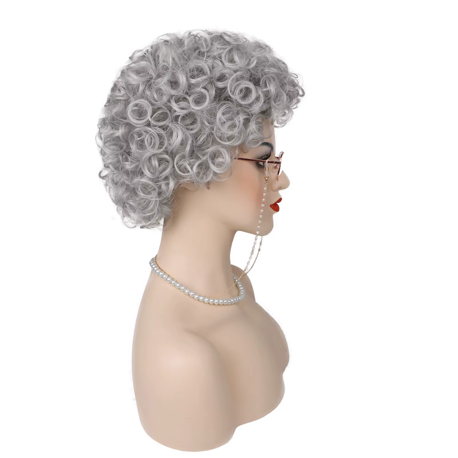 JOPearl-Perruque Cosplay Synthétique Grise pour Femme