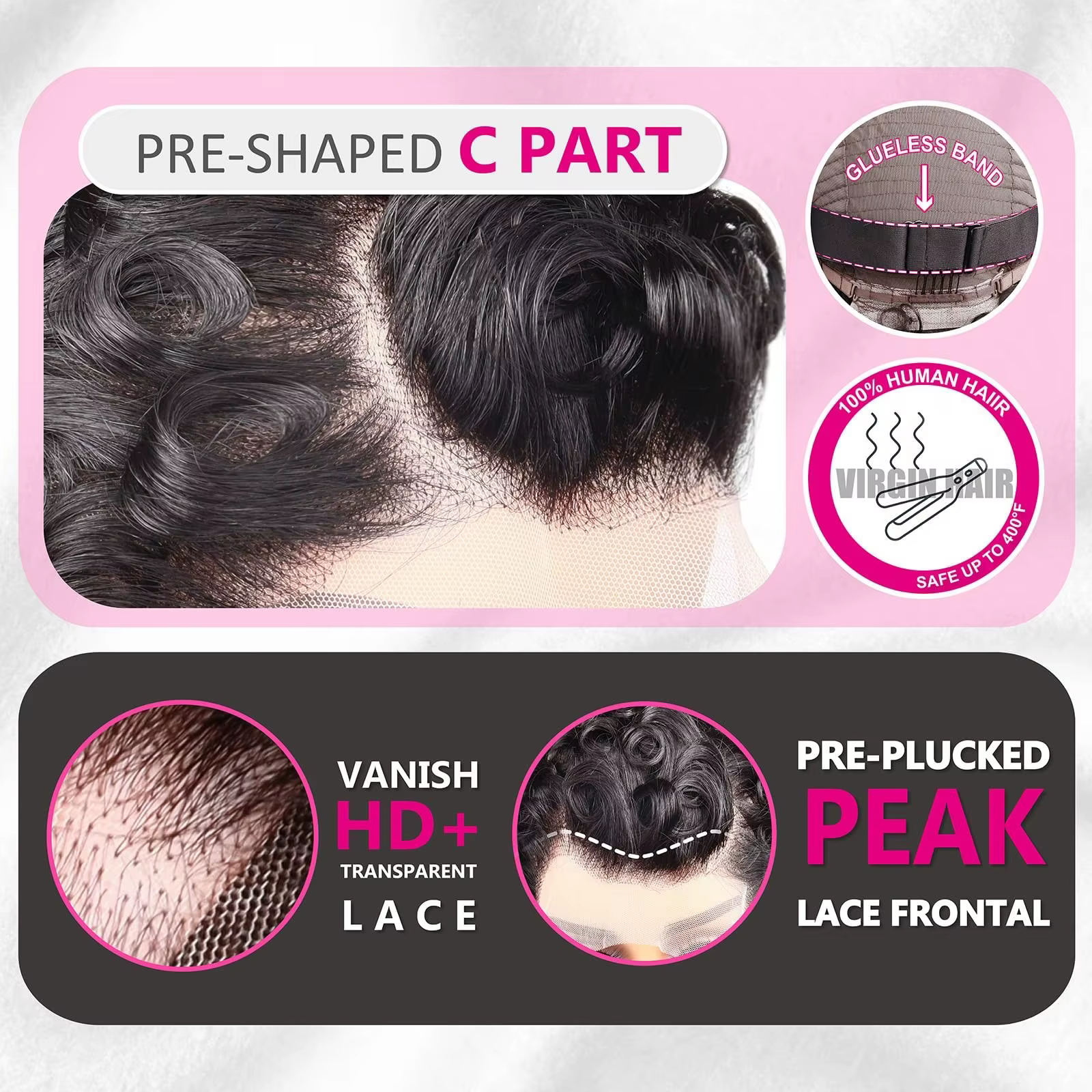 Perruque brésilienne Remy Deep Wave Pixie Cut 13x4 Lace Front