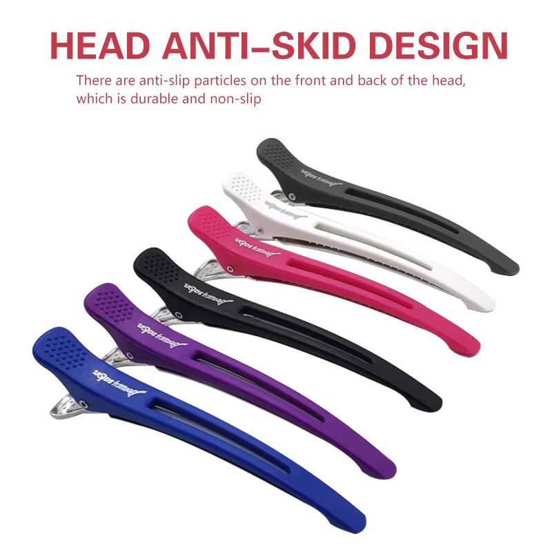 Lot de 6 pinces à cheveux en plastique en forme de bec de canard pour la séparation des mèches