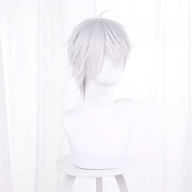 D Gray-man Allen Walker Cosplay cheveux synthétiques courte argent blanc style bande dessinée perruque