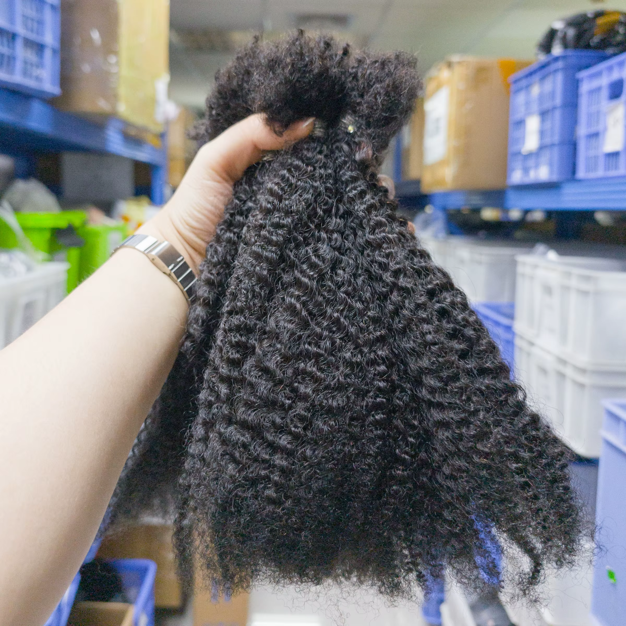 100% paquets de cheveux humains pour Locs tresses 4C Afro crépus bouclés Extension en vrac tresse 16 pouces