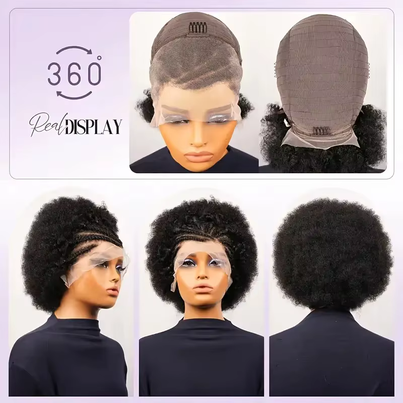 13x4 court Afro crépus bouclés Bob dentelle avant tressé perruques pour les femmes noires