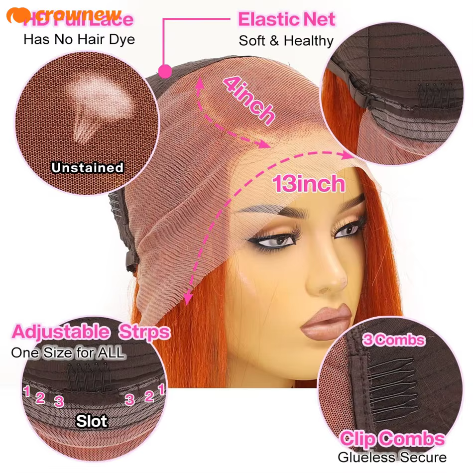 Perruque en cheveux humains couleur gingembre #