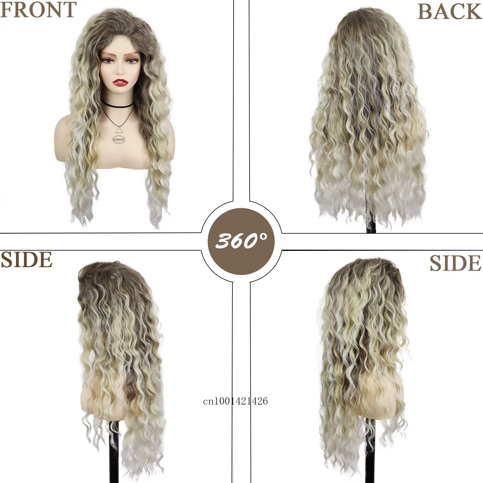 Nouvelle perruque blonde cendrée perruques synthétiques longues cheveux bouclés pour femmes vague moelleuse Ombre