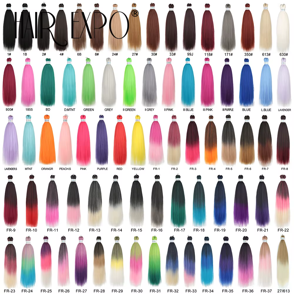 Extensions capillaires synthétiques colorées pré-étirées