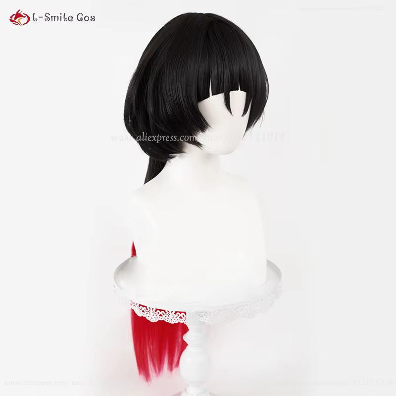 Jane Doe Cosplay perruque 70 cm noir rouge