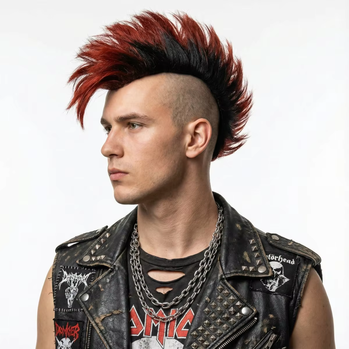 REEWES Obrem Brown Mokhaw Perruque à clipser en cheveux synthétiques pour usage quotidien, PUNK ROCK, fête, cosplay
