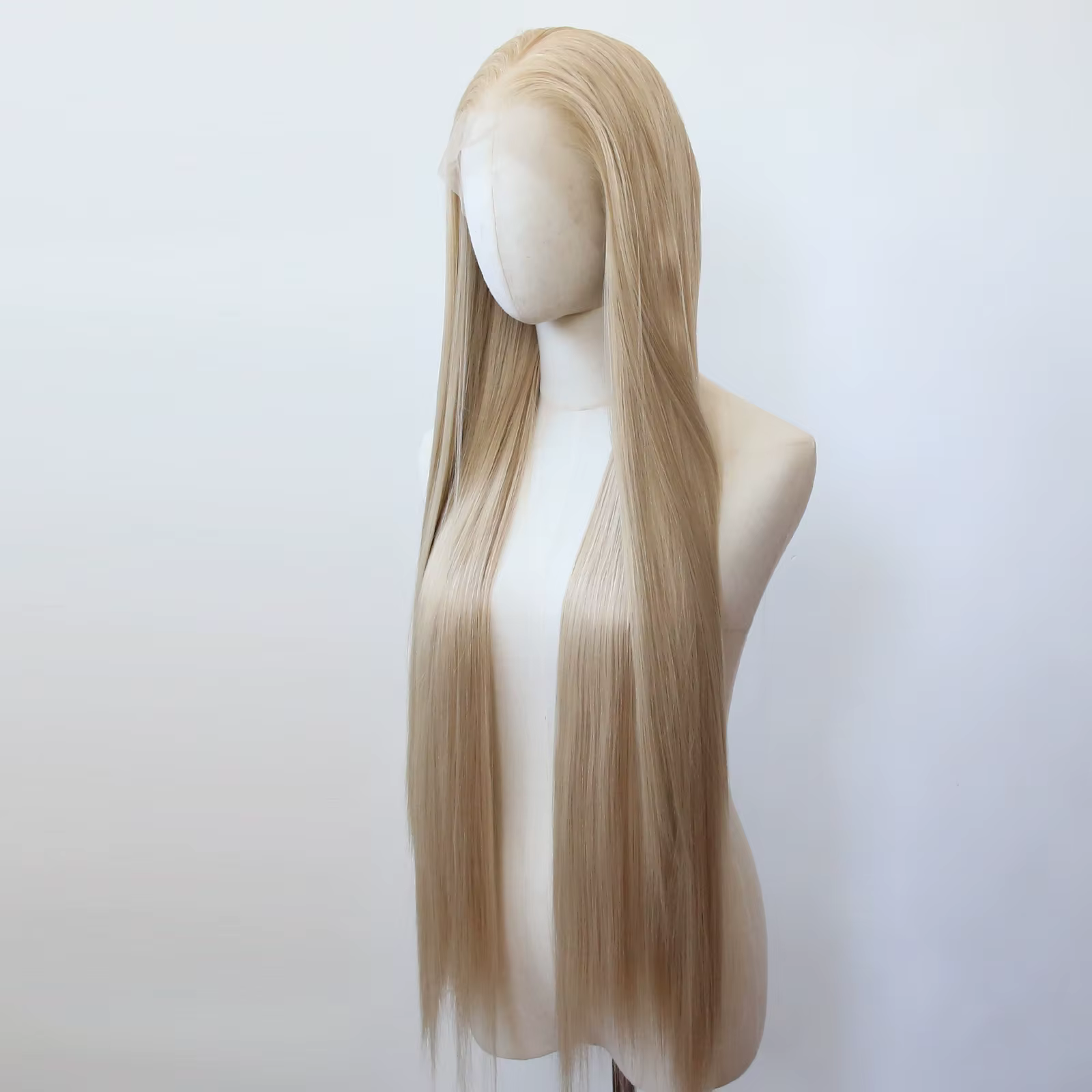 Perruque Lace Front Wig synthétique marron lin 40 pouces