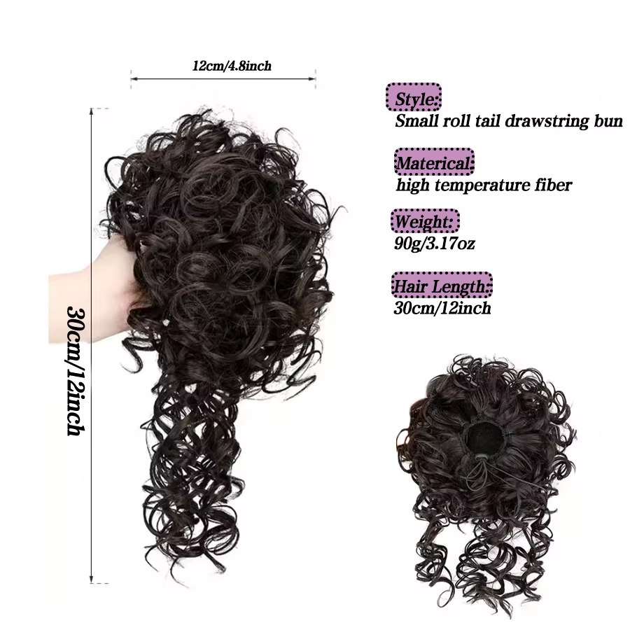 Chignons synthétiques bouclés à cordon