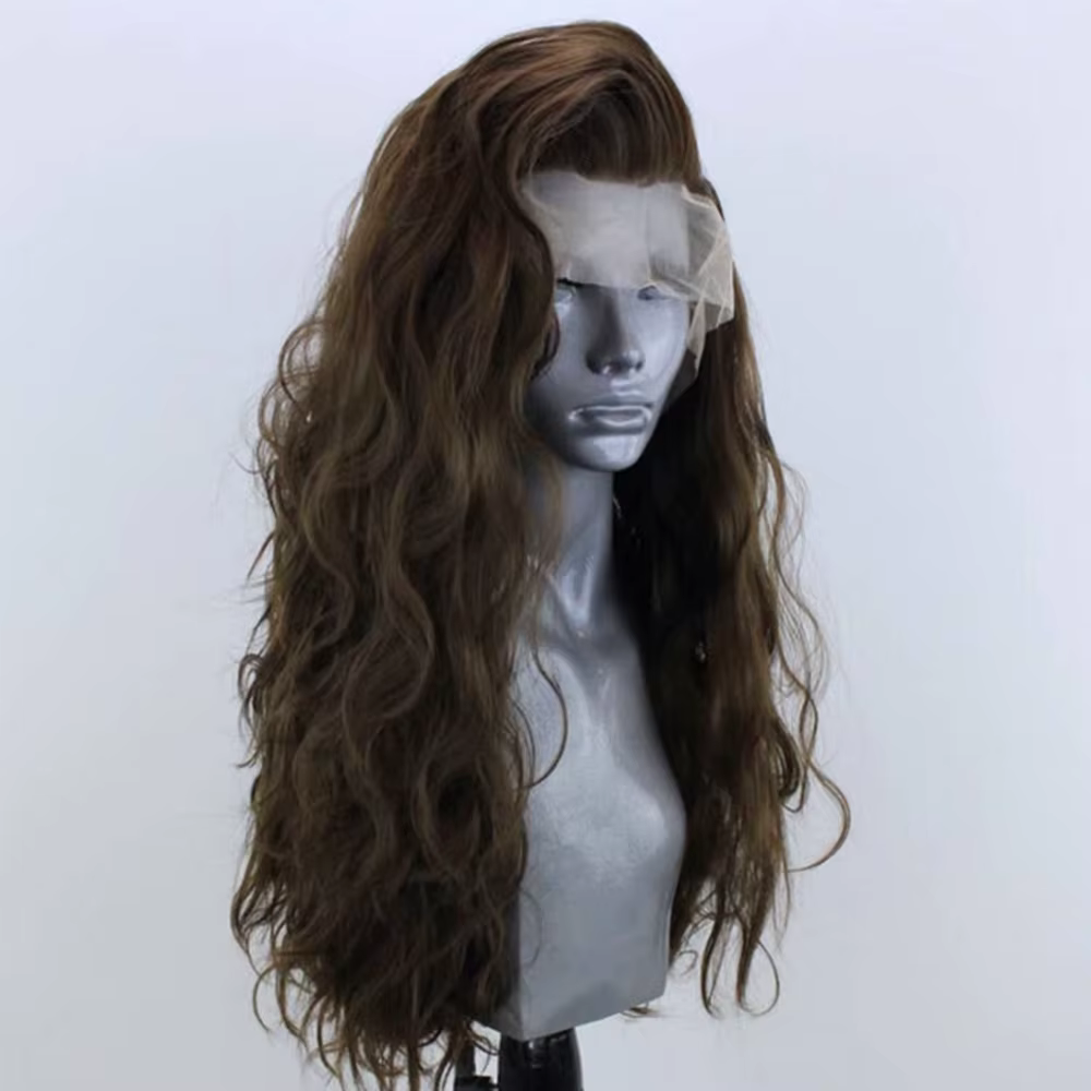 Perruque Lace Front Wig synthétique bouclée brune Cool