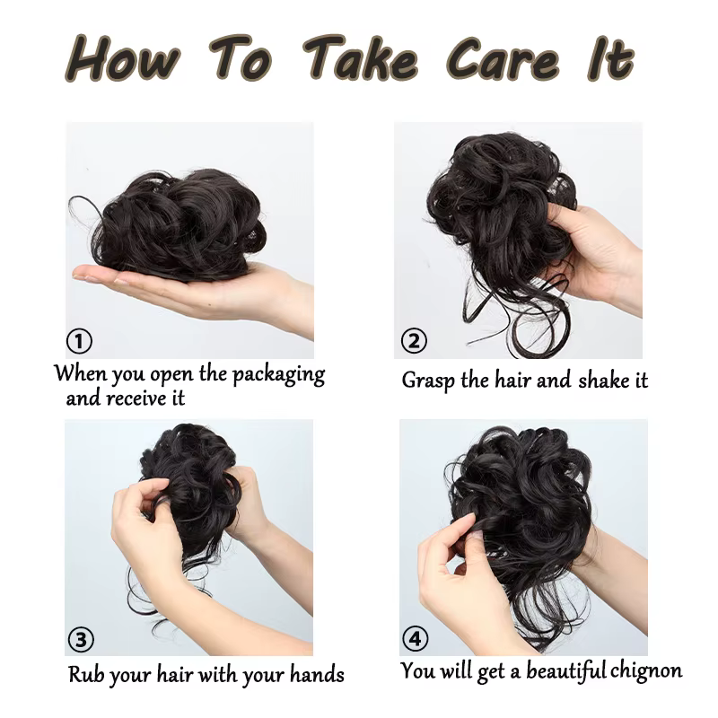 Chignon synthétique élégant bouclé en caoutchouc élastique