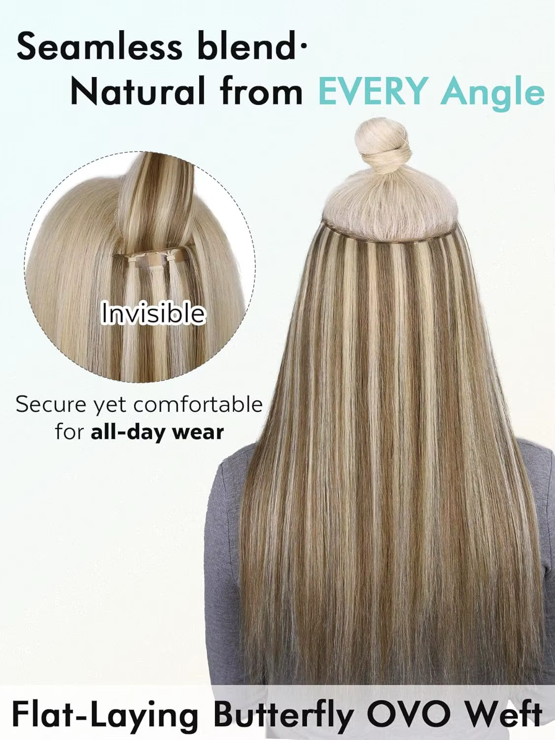 Extensions de cheveux humains en trame papillon 40 pièces