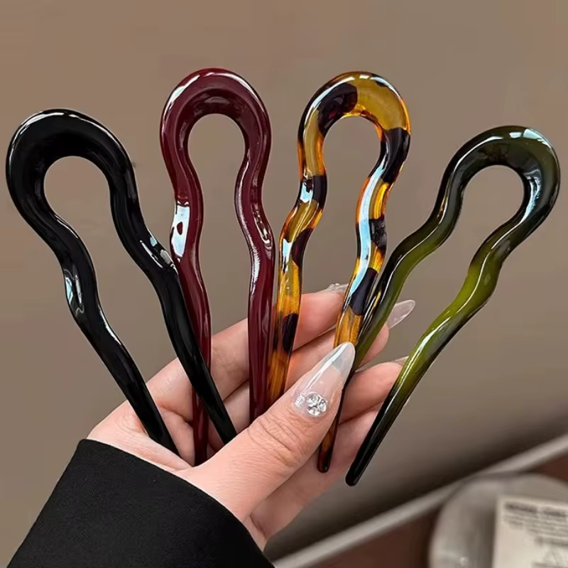 Pince à cheveux torsadée française en acétate