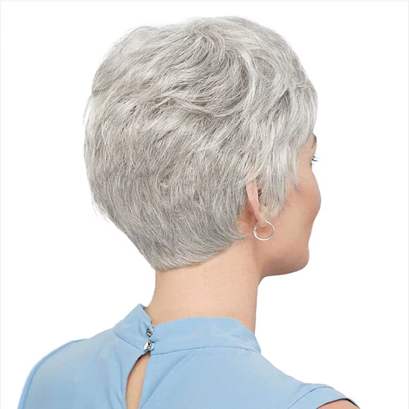 HAIRJOY – perruques synthétiques courtes grises pour femmes blanches