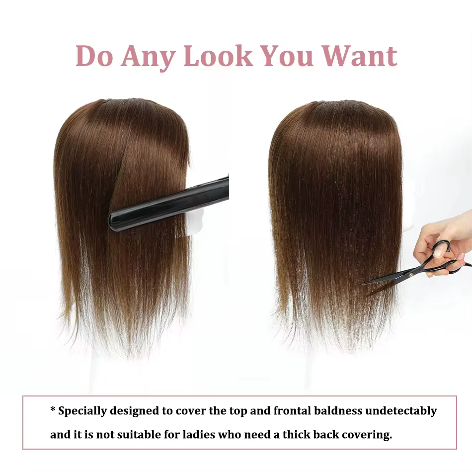 Topper de luxe 100 % cheveux humains | Perruque à clipser avec bretelles réglables | Postiche pour femme | Acheter en