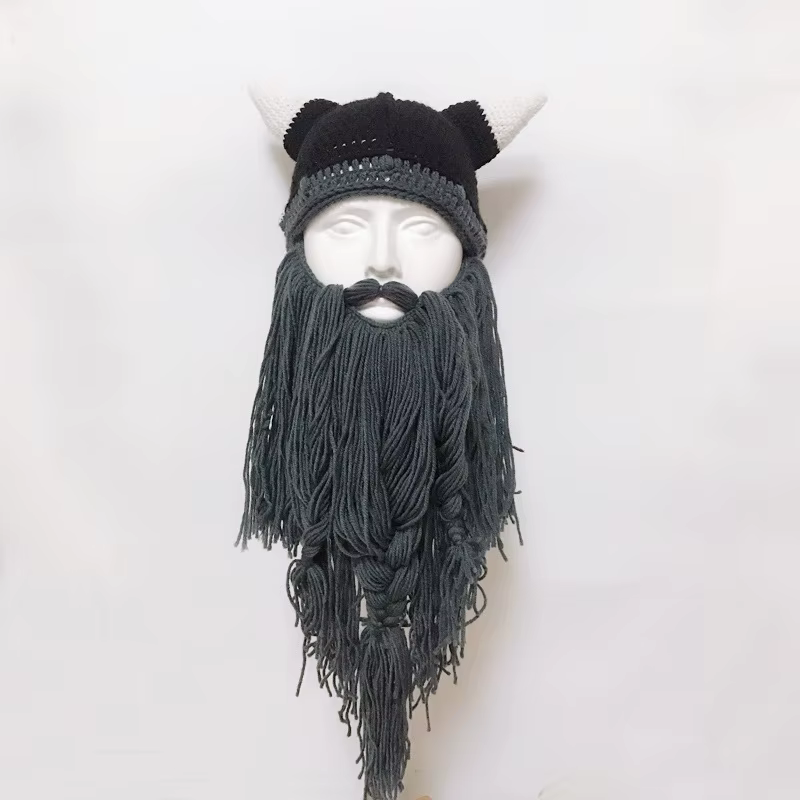 Chapeau de perruque viking à longue barbe