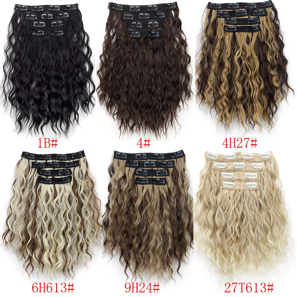 Ensemble d'extensions de cheveux synthétiques à clipser pour femmes et filles