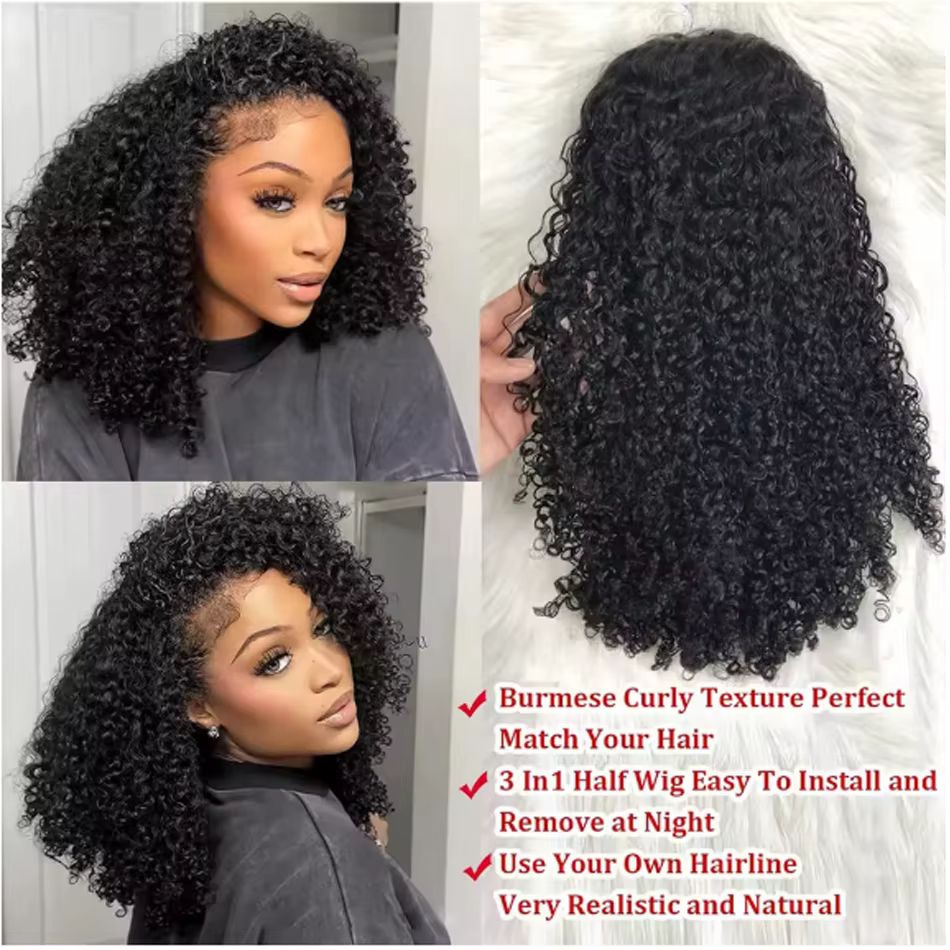Perruque en cheveux humains bouclés afro naturels