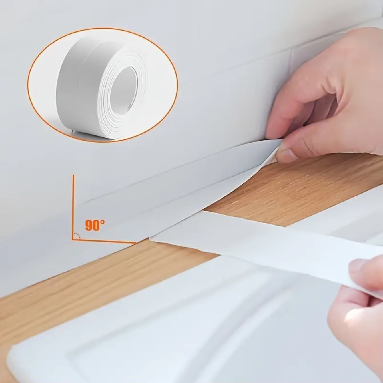 Ruban d'étanchéité étanche en PVC de 3,2 m pour évier de salle de bain, douche, baignoire et toilettes-autocollant mural auto-adhésif