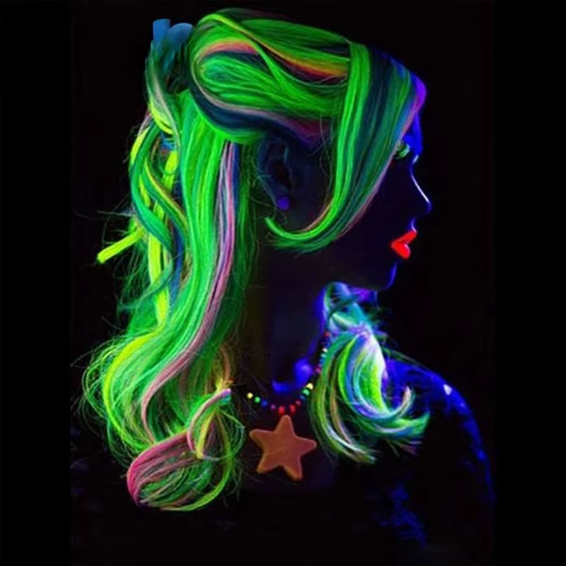 Extensions capillaires synthétiques colorées à Clip lumineux