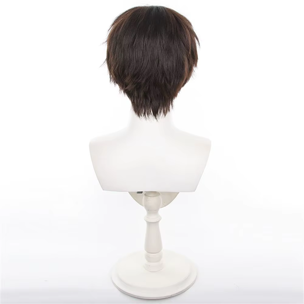 Perruque courte et droite marron foncé pour femmes et hommes