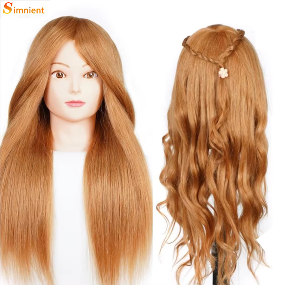 Kit de tête de mannequin pour la pratique de la coiffure, 85% vrais cheveux, tête de beurre, formation professionnelle, coiffage, chaud, boucle, fer à lisser
