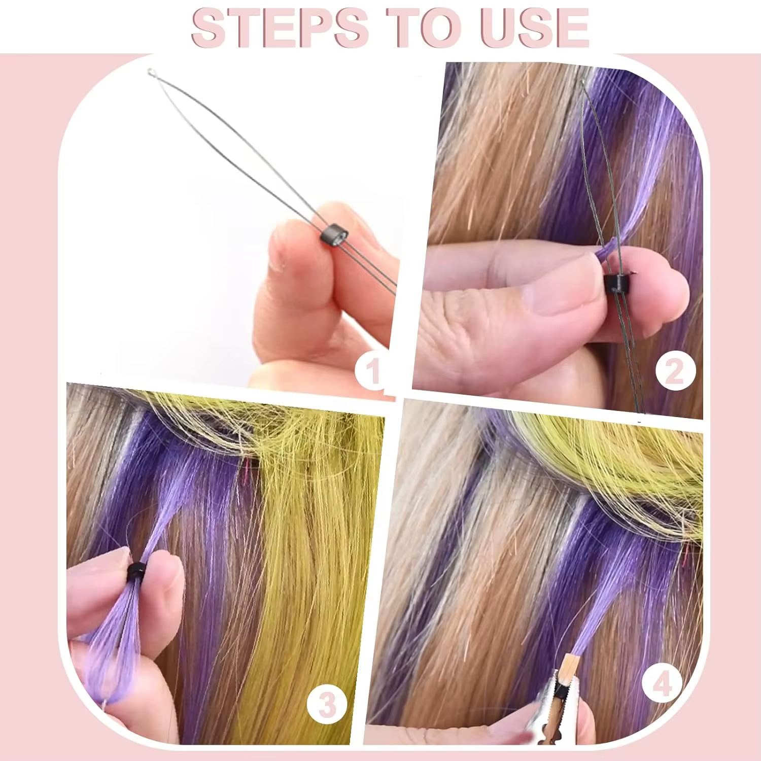 Outil de pose d'extensions capillaires : micro-anneaux