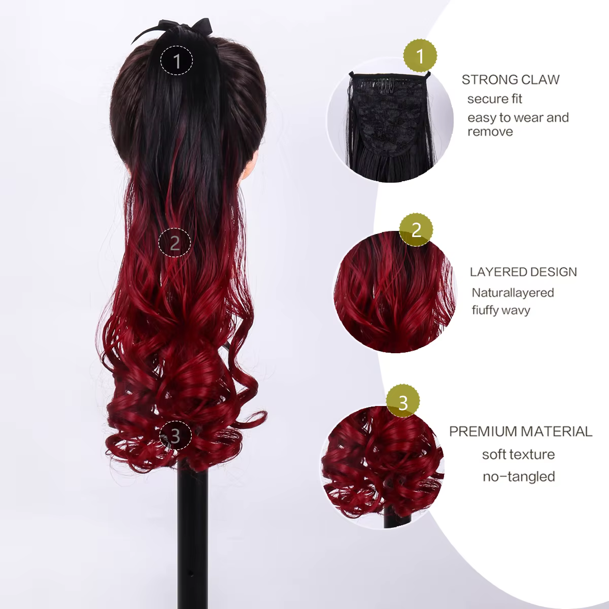 Extension de Cheveux Synthétiques avec Sangle
