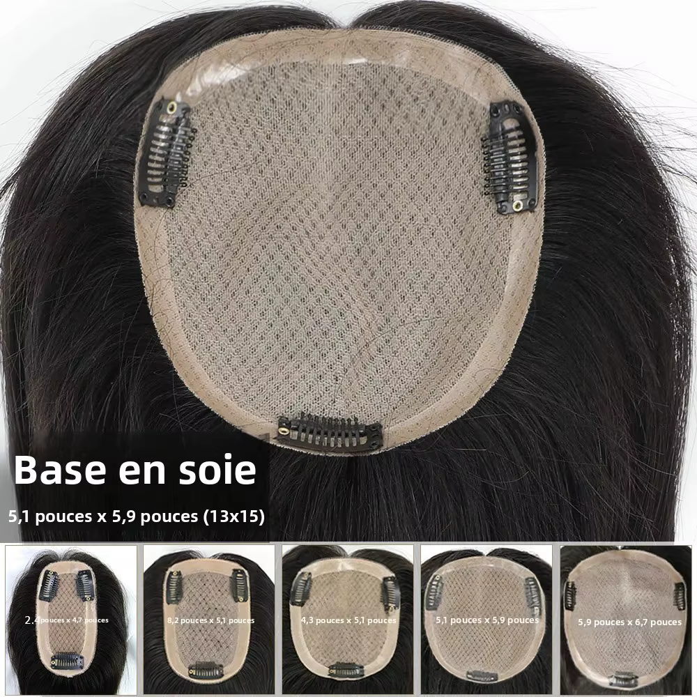 Europe cheveux humains Toppers pour femme cuir chevelu naturel soie Base Topper postiches pour Clips ins Extensions # 1b # 2 # 4 Haute qualité