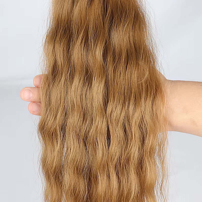 Extensions de cheveux synthétiques noirs blond miel super ondulés en vrac sans trame pour femmes