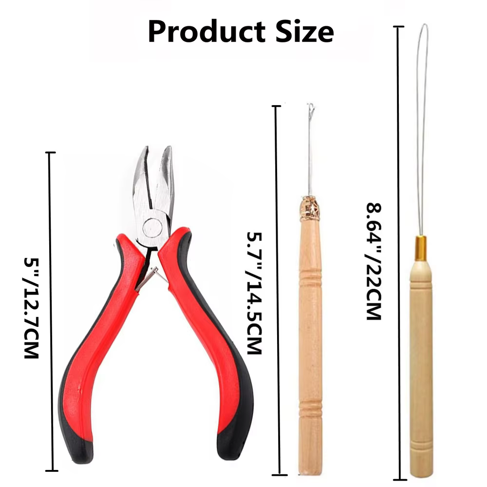 Kit d'outils pour extensions de cheveux : aiguille à micro-tirage