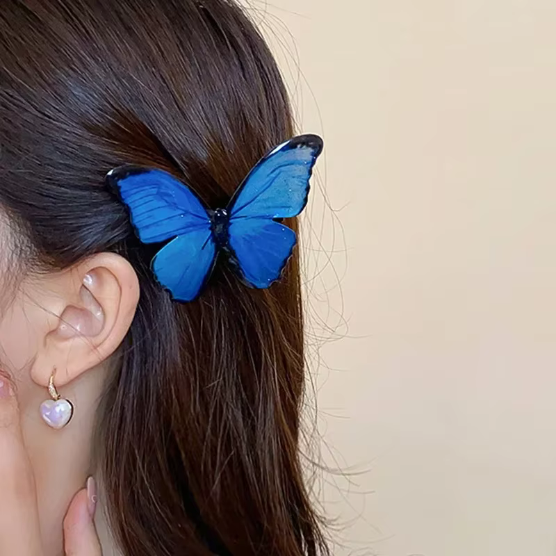 Pinces à cheveux papillon bleu Vintage pour femmes et filles