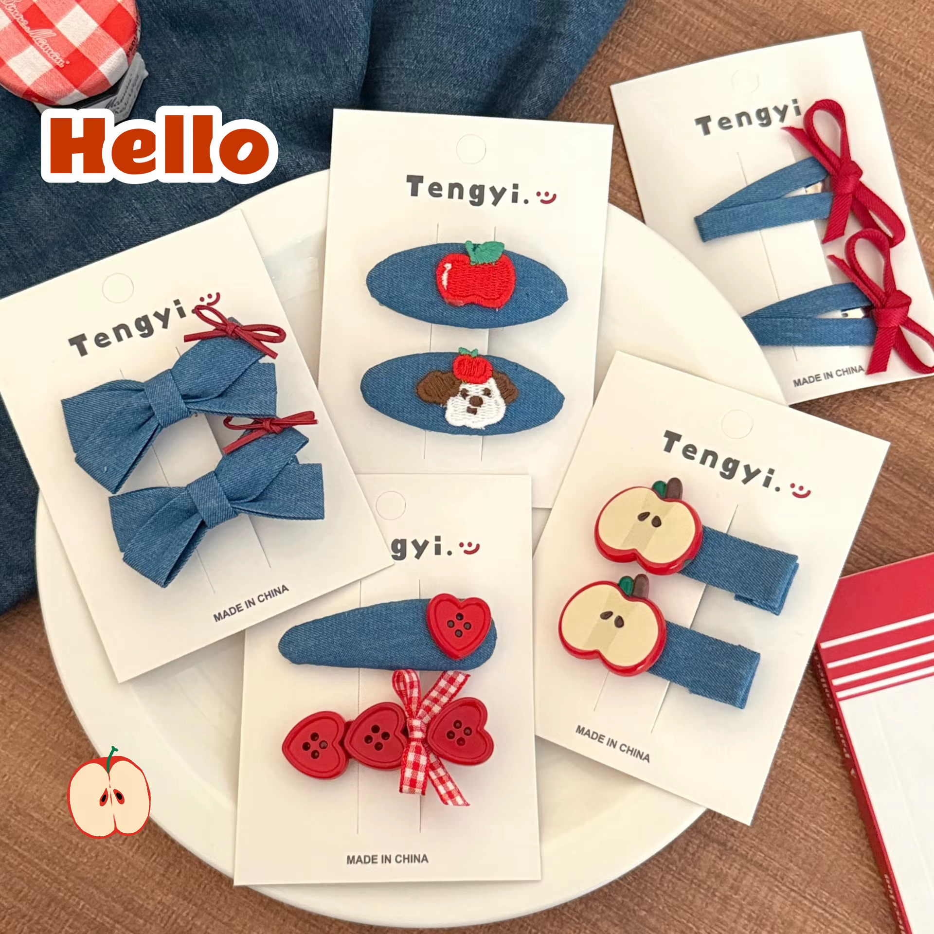 Pinces à cheveux en Denim et tissu avec nœud mignon
