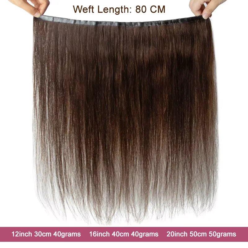 Trame de bande naturelle sans couture, longue bande de trame de peau en PU dans les Extensions humaines, sans colle, cheveux fins, faisceaux de trame longs de 80cm