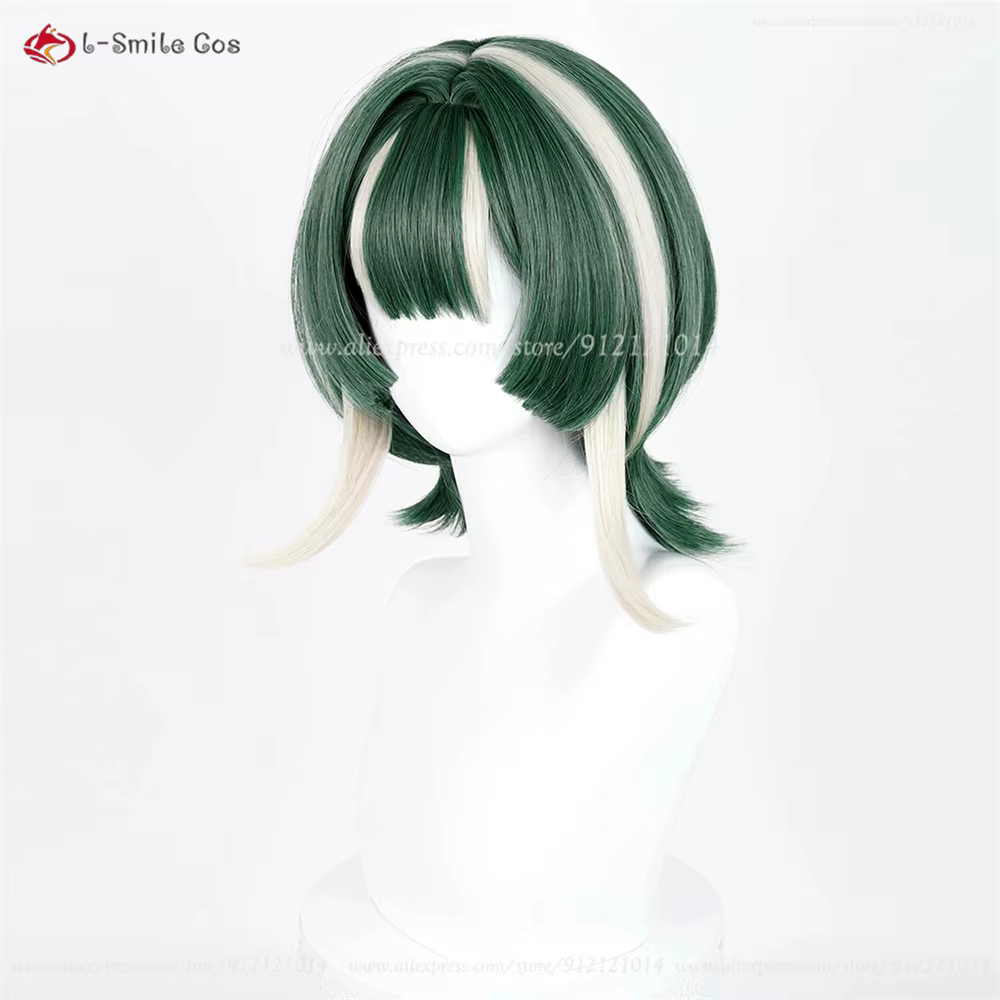 Guita Cosplay perruque 30 cm vert blanc-or perruques mixtes pour femmes hommes Anime