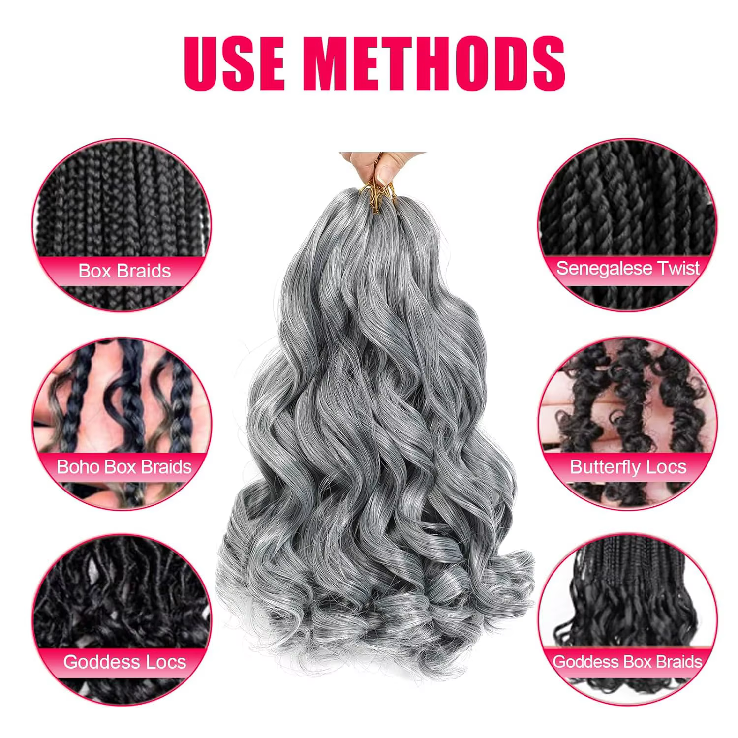 Cheveux bouclés français pour tresses