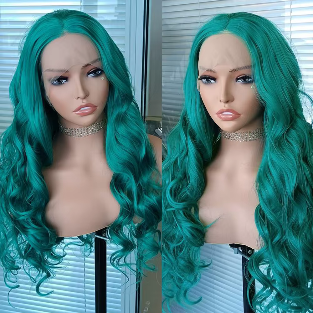 Perruque Lace Front Wig synthétique vert foncé 13x4