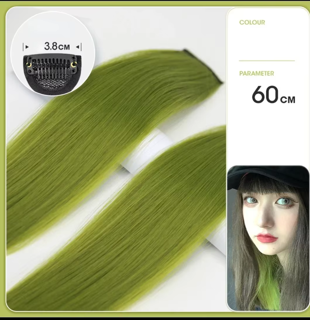 60cm Extension de cheveux pince en postiche longue droite suspendue oreille perruque