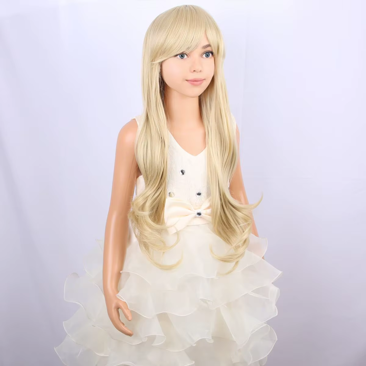 Perruque longue blonde ondulée pour enfants