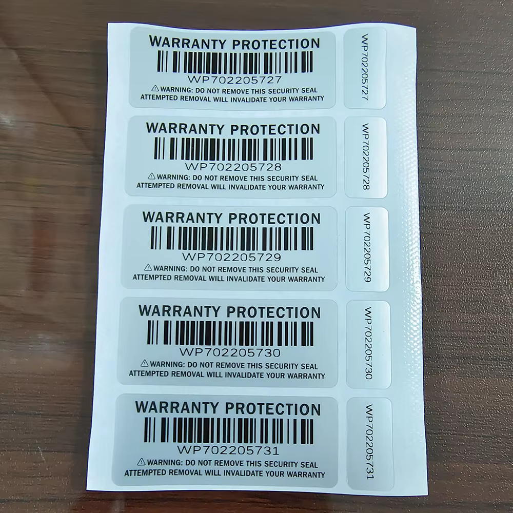 100 paires d'autocollants de Protection de garantie en 2 parties, sceau de sécurité argenté, inviolables, étiquettes à Double numéroté primaire et secondaire