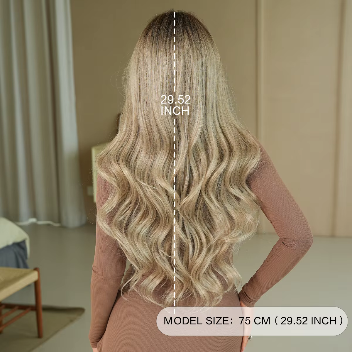 Perruque synthétique ondulée longue dégradée gris argenté pour femmes