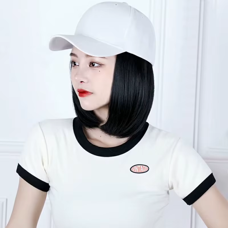 Perruque synthétique à visière pour femme