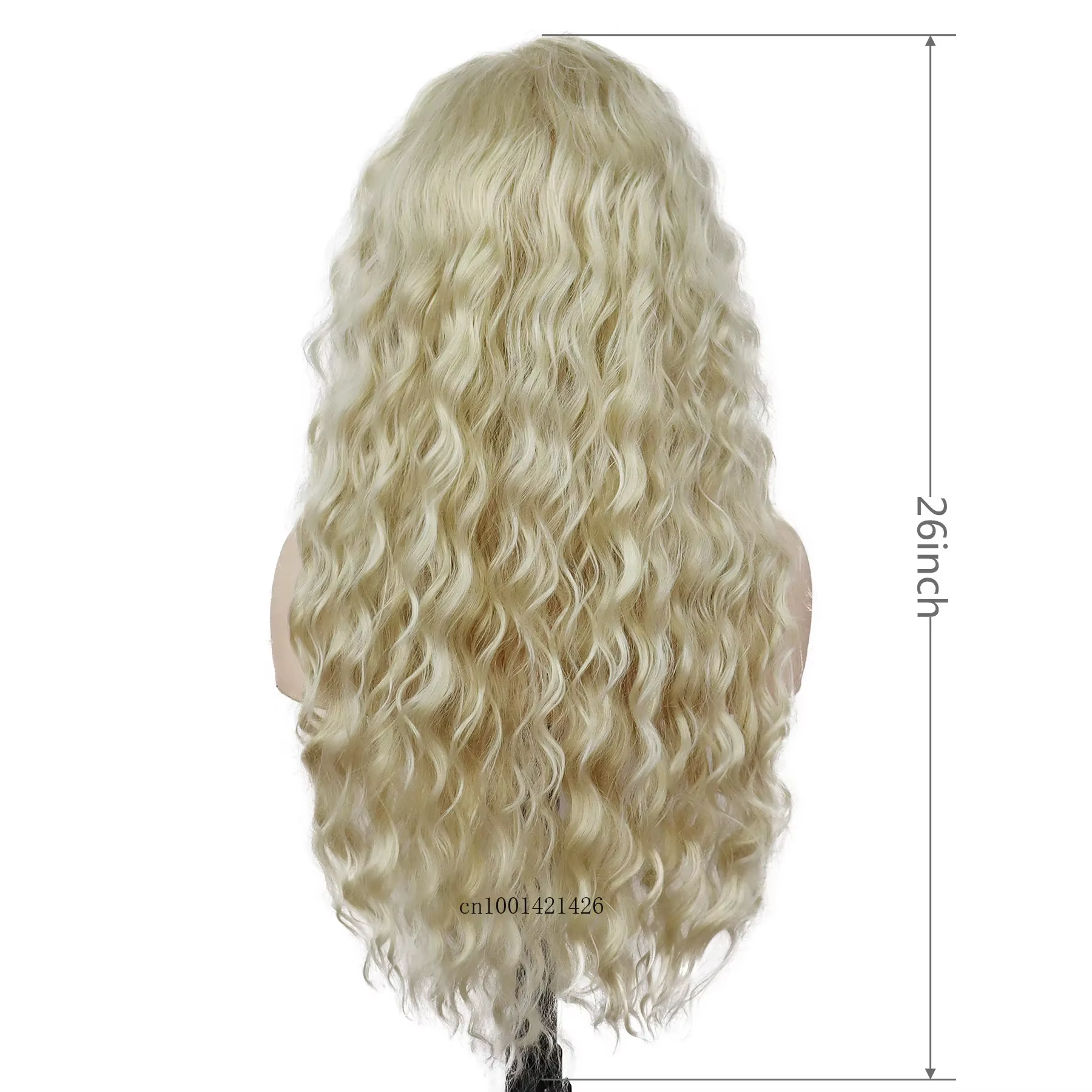 Perruque synthétique bouclée longue jaune Blonde réaliste