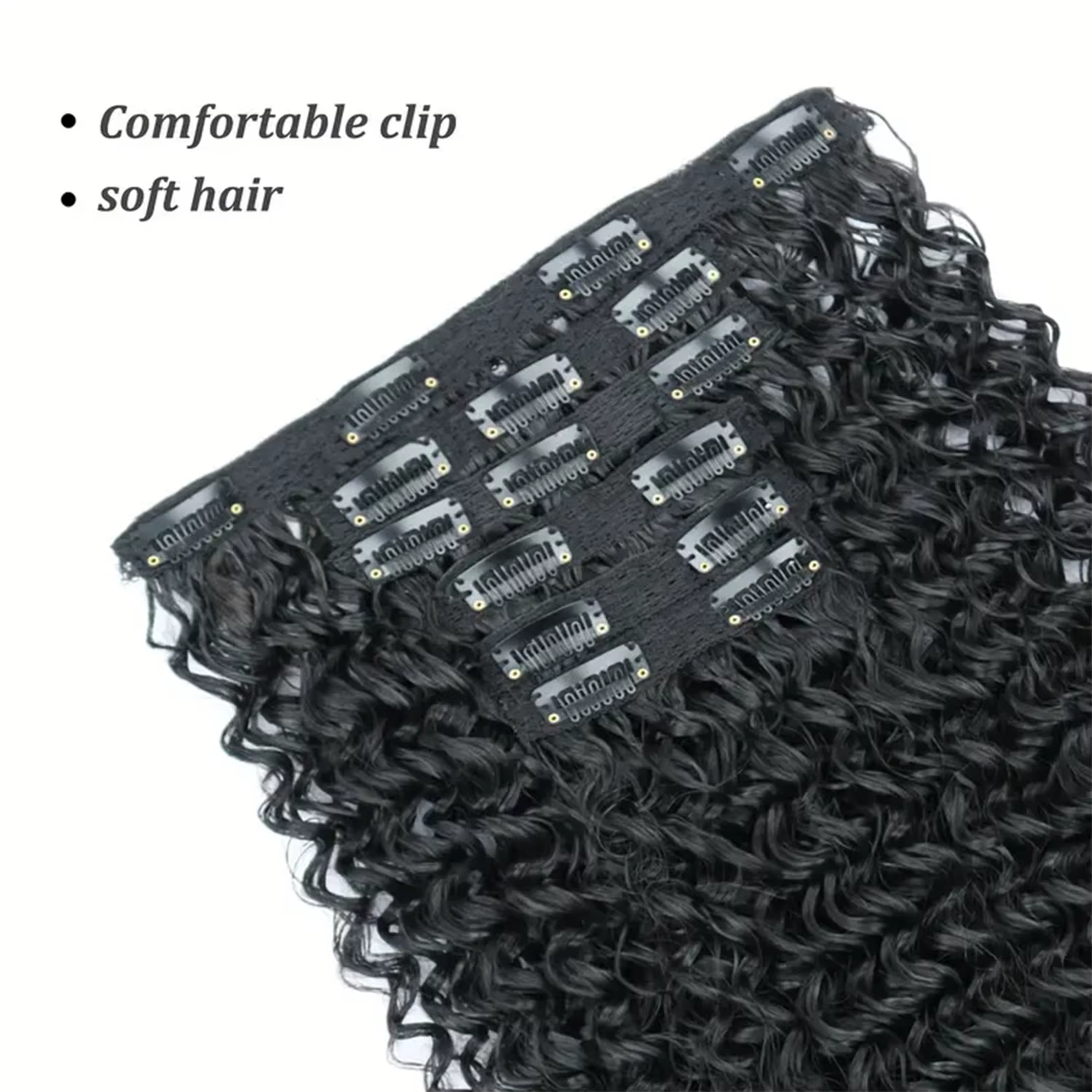 Extensions de cheveux synthétiques bouclées crépues à clipser