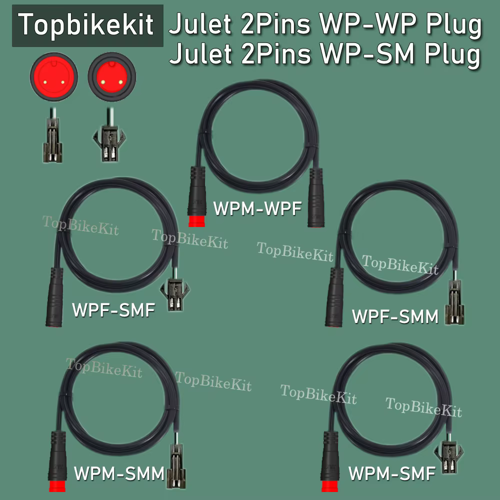 Ebike Julet câble d'extension 2 broches 2P WP-WP WP-SM Julet adaptateur de câble d'extension de prise étanche pour lumière/levier de frein/capteur