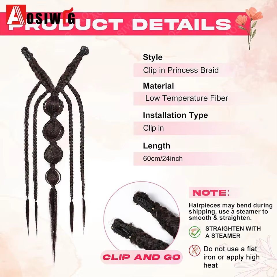 Extensions de cheveux tressés synthétiques style elfe