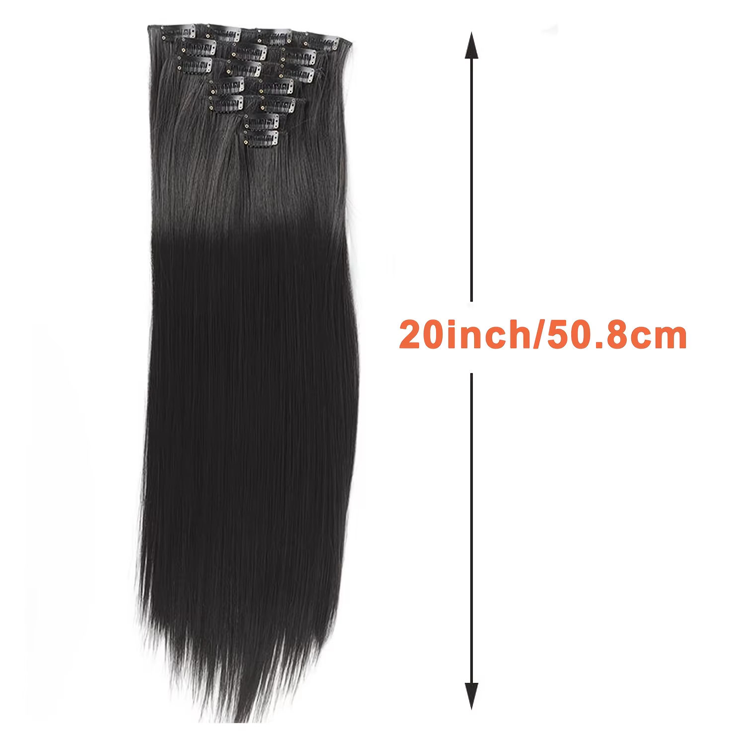 Extensions synthétiques noires naturelles à clips