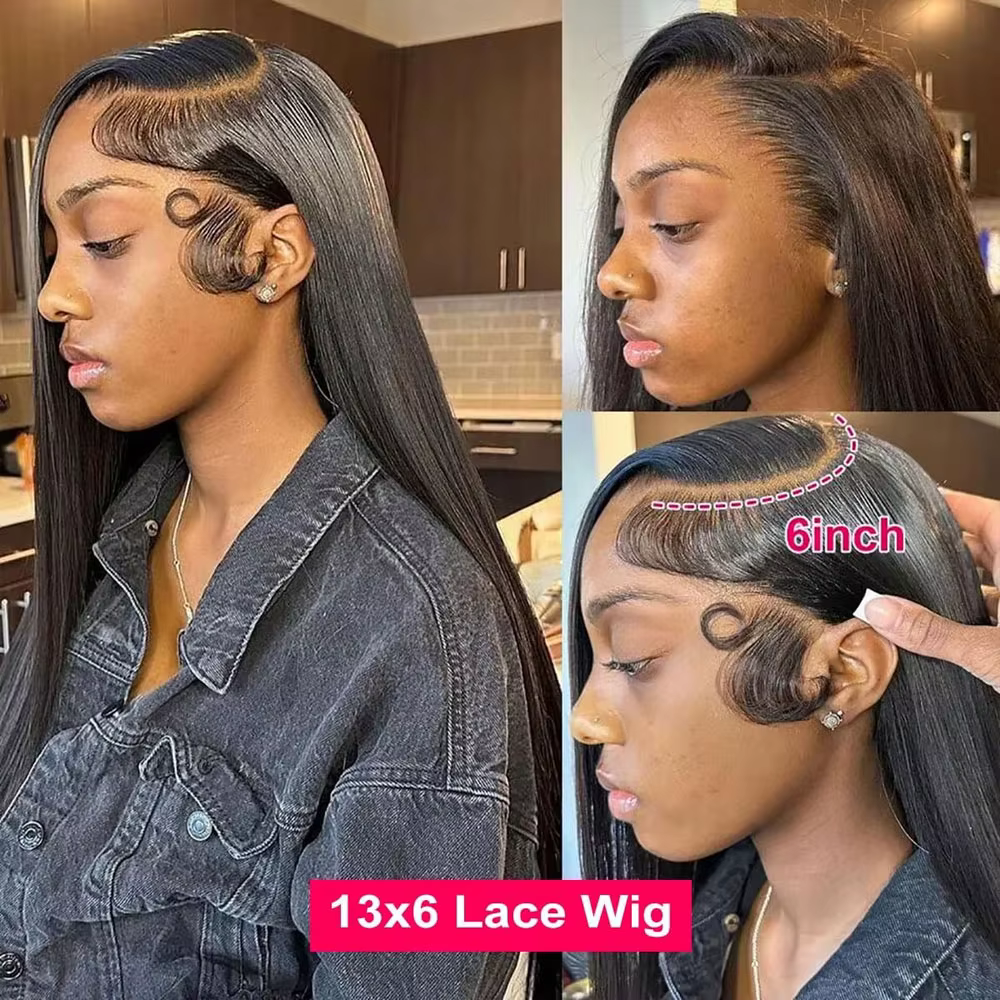 Perruques en cheveux humains lisses de 30 à 40 pouces