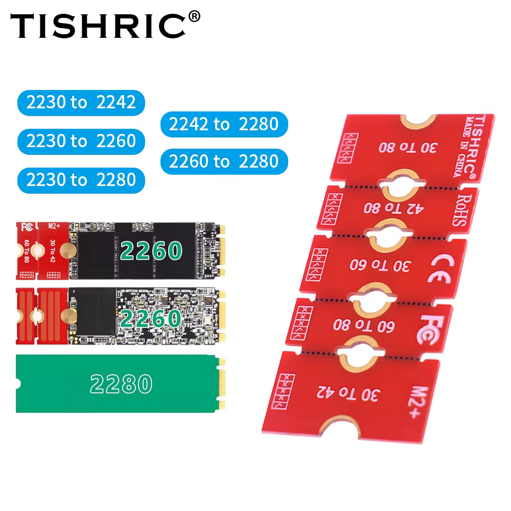 TISHRIC M.2 adaptateur d'extension SSD M2 disque SSD 2230 2242 2260 à 2280 support d'extension carte Riser transfert convertir