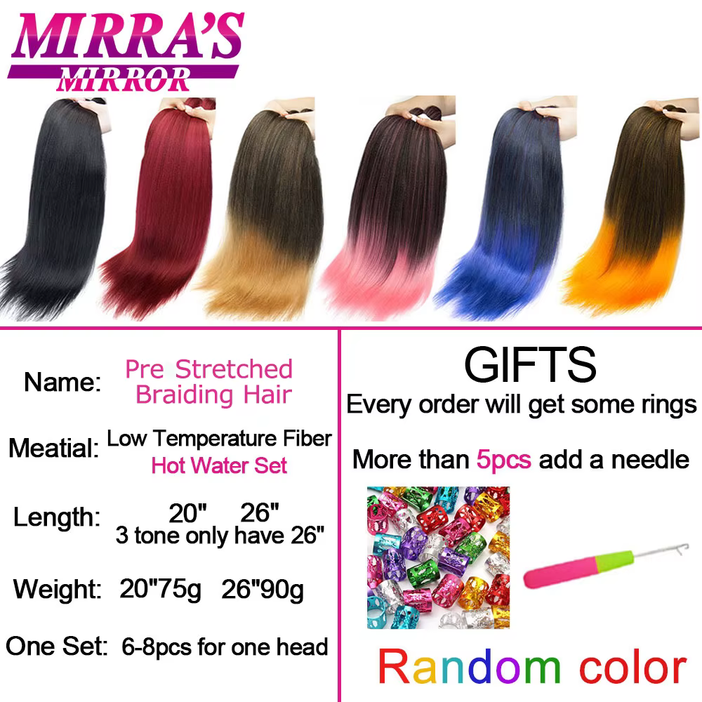 Extensions de cheveux synthétiques pour tresses africaines 20/26 pouces en vrac Yaki droite Jumbo tresse